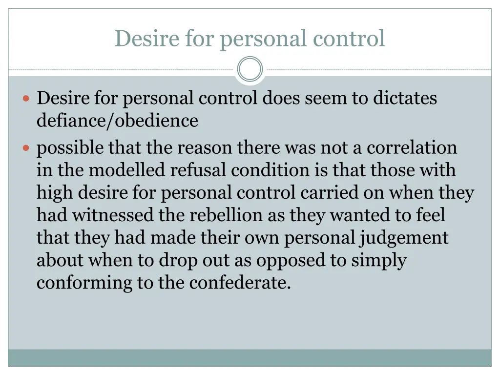 desire for personal control