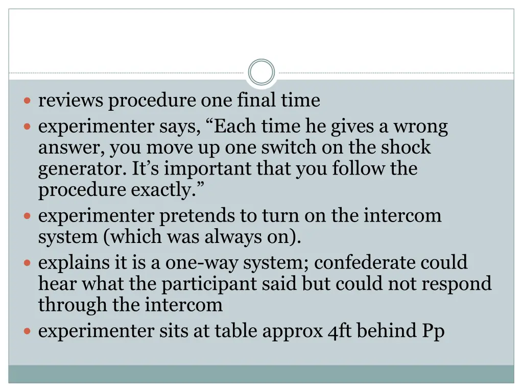 reviews procedure one final time experimenter