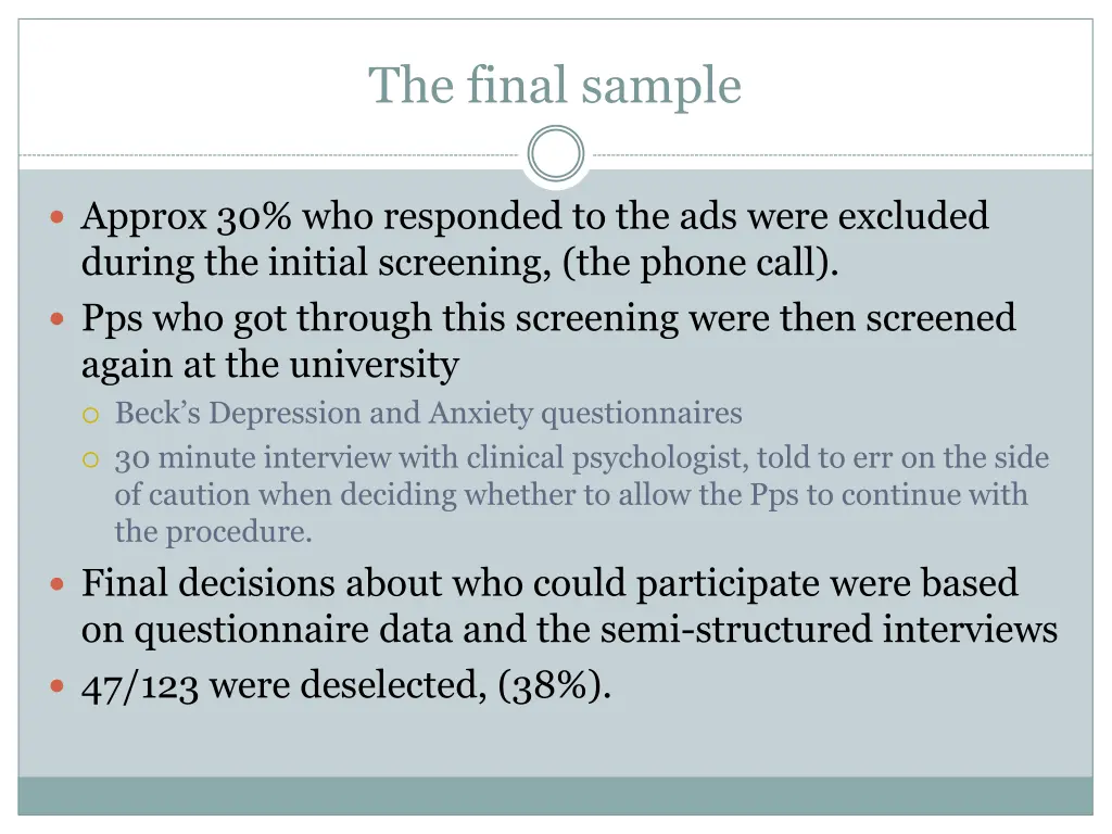 the final sample