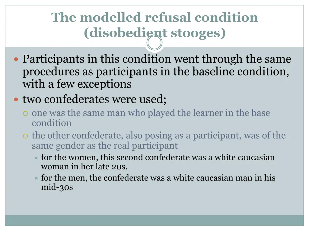 the modelled refusal condition disobedient stooges