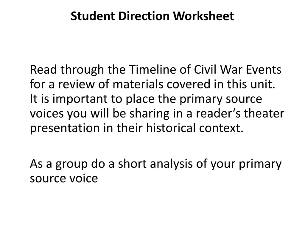 student direction worksheet