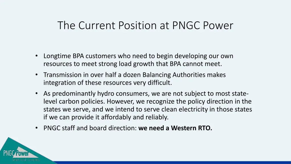 the current position at pngc power