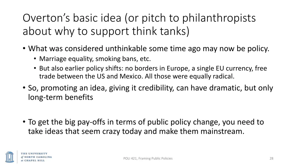 overton s basic idea or pitch to philanthropists