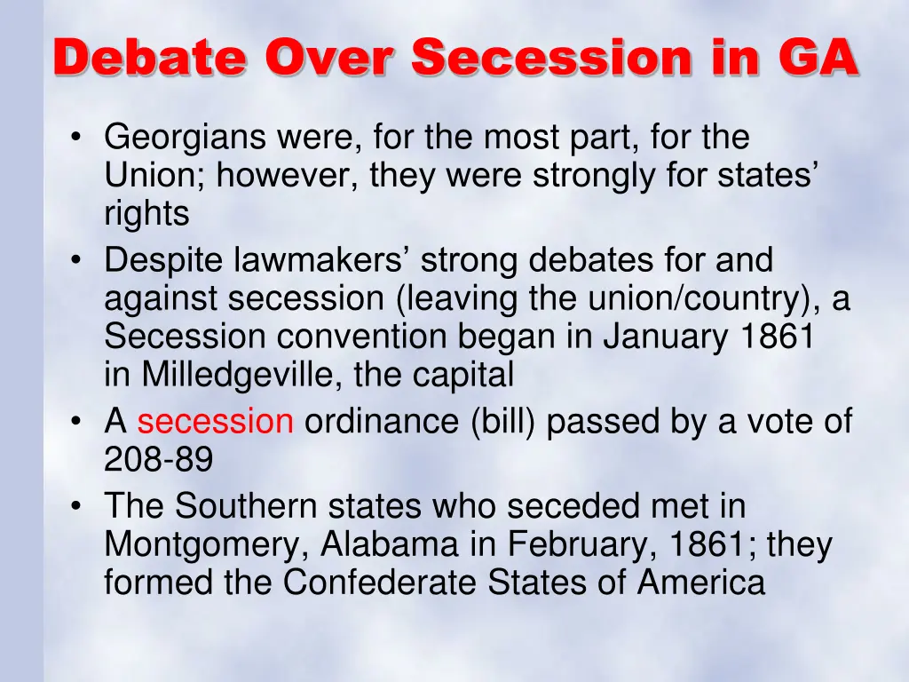 debate over secession in ga