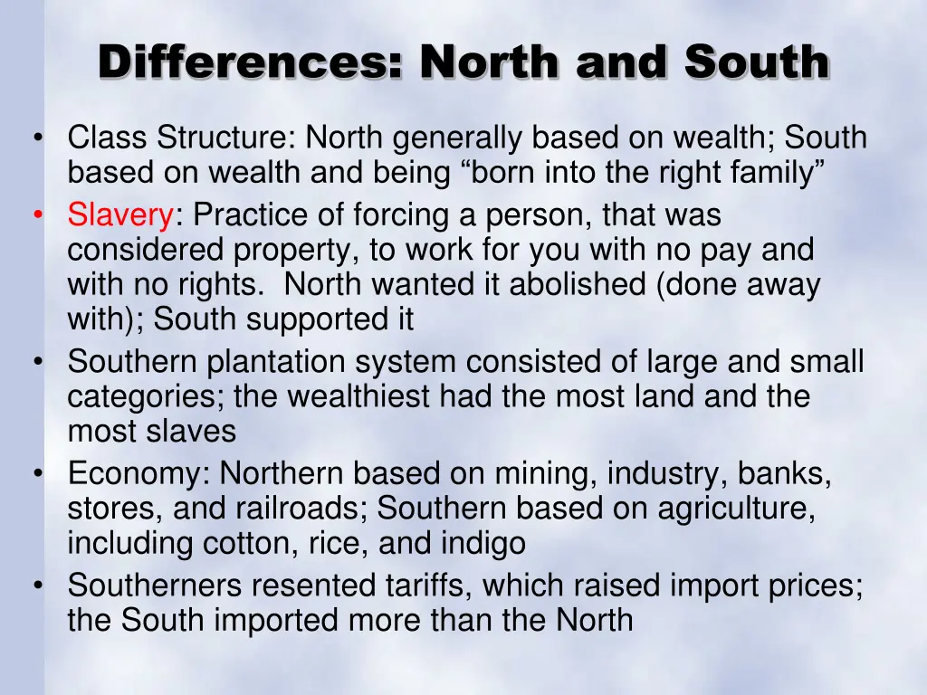 differences north and south