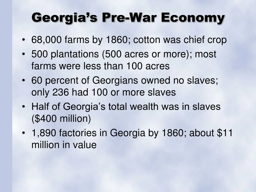 georgia s pre war economy