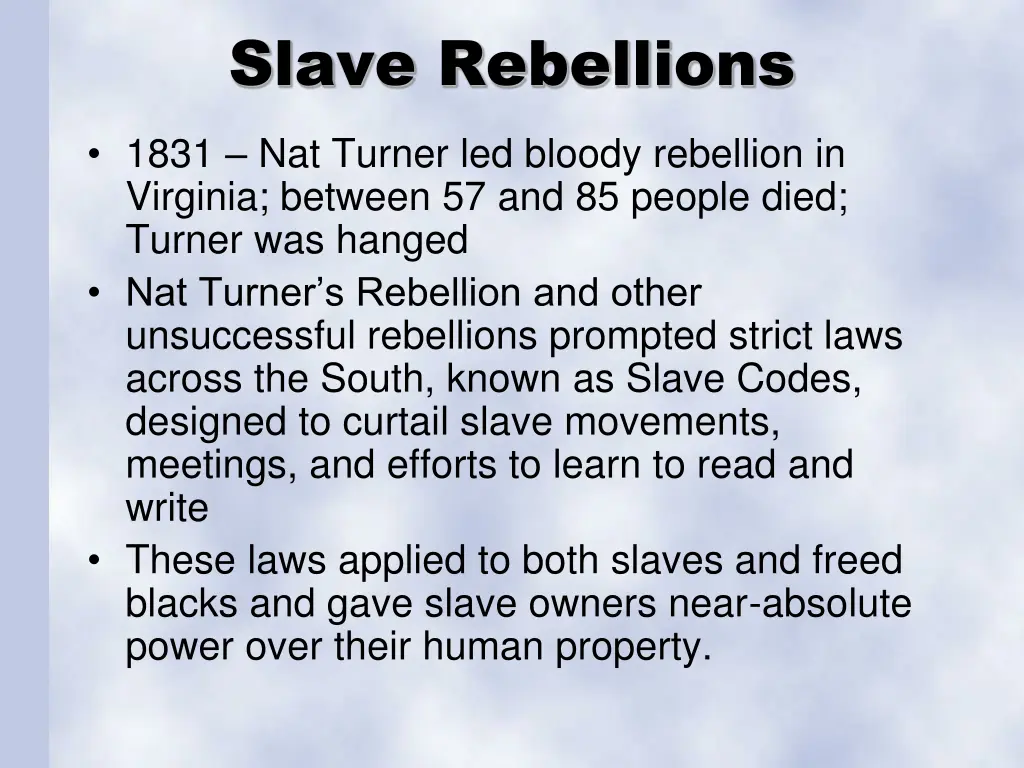 slave rebellions