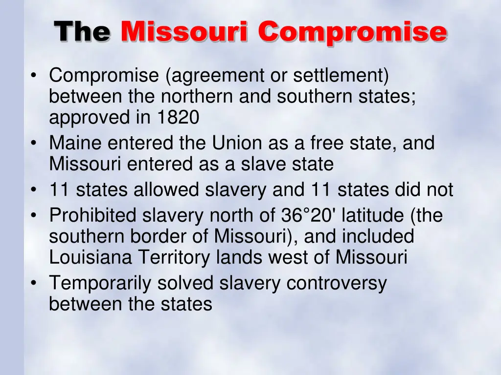 the missouri compromise