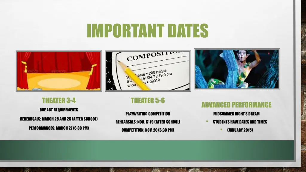 important dates