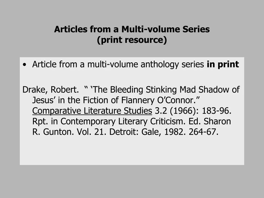 articles from a multi volume series print resource