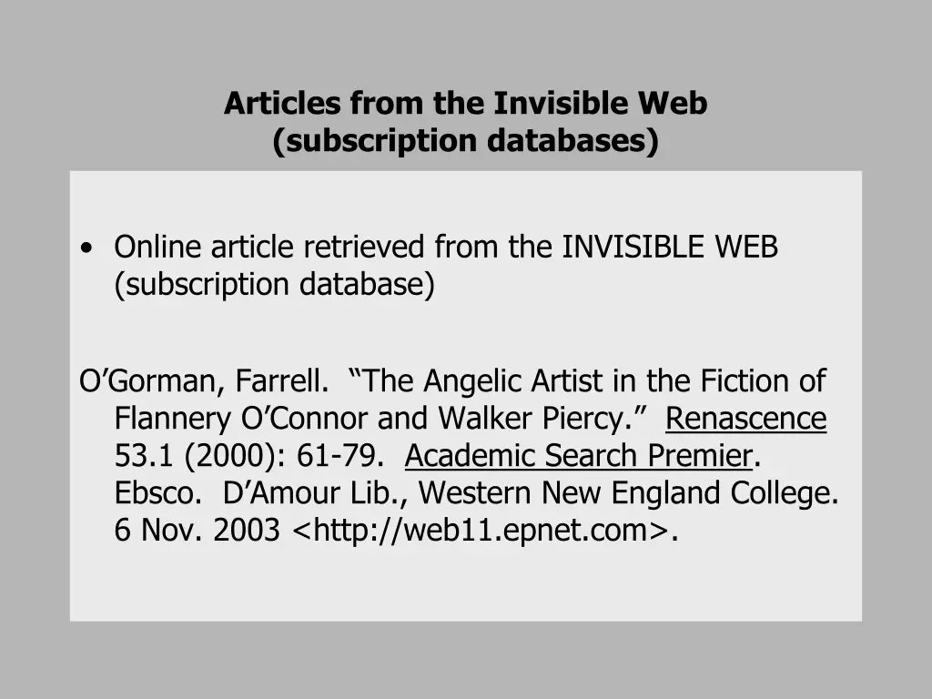 articles from the invisible web subscription