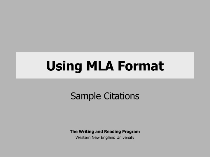 using mla format