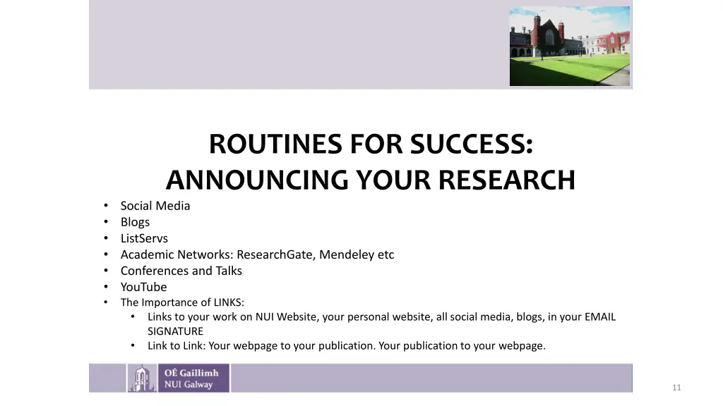 routines for success announcing your research