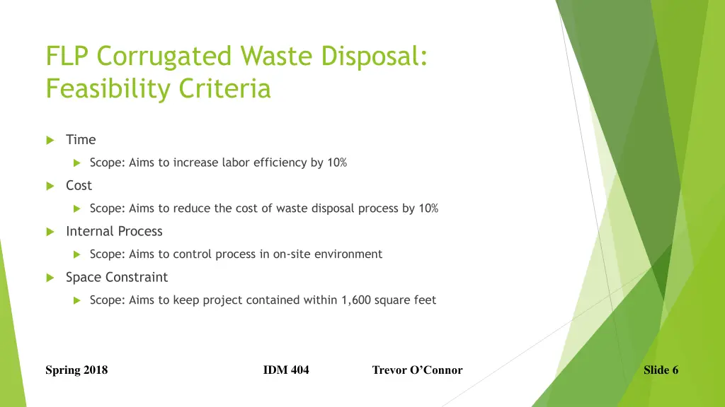 flp corrugated waste disposal feasibility criteria