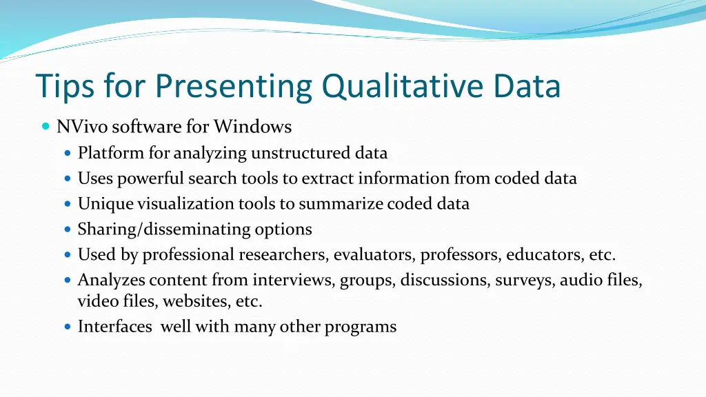 tips for presenting qualitative data 2