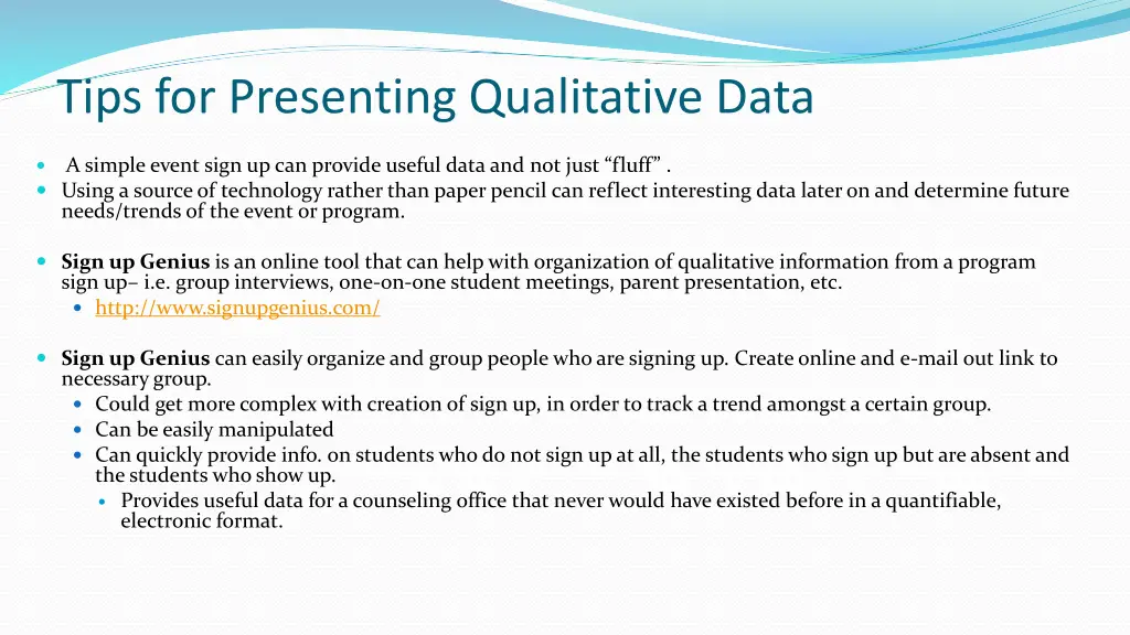 tips for presenting qualitative data