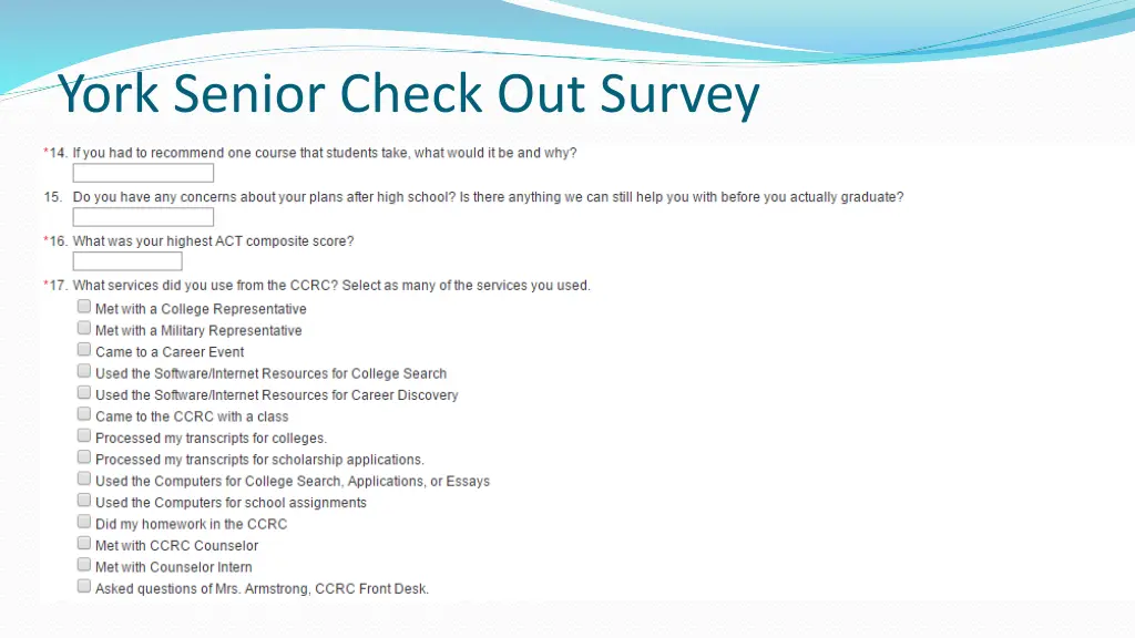 york senior check out survey 1