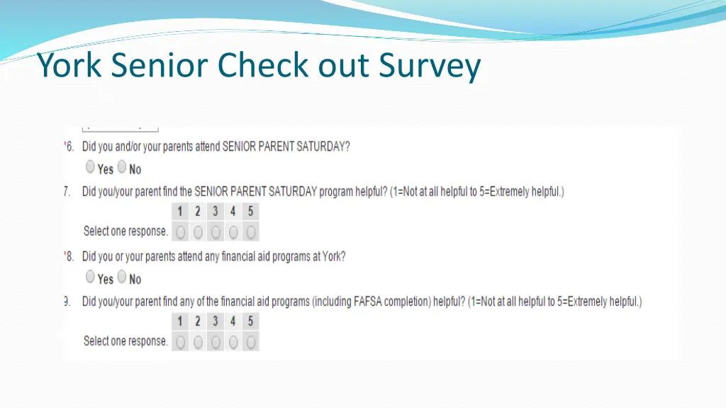 york senior check out survey