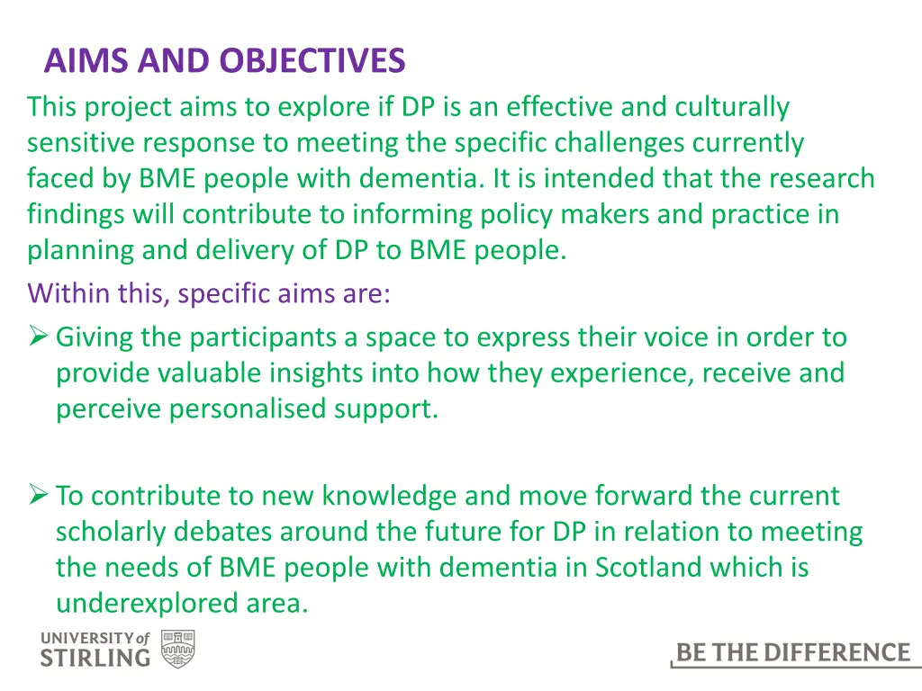 aims and objectives this project aims to explore