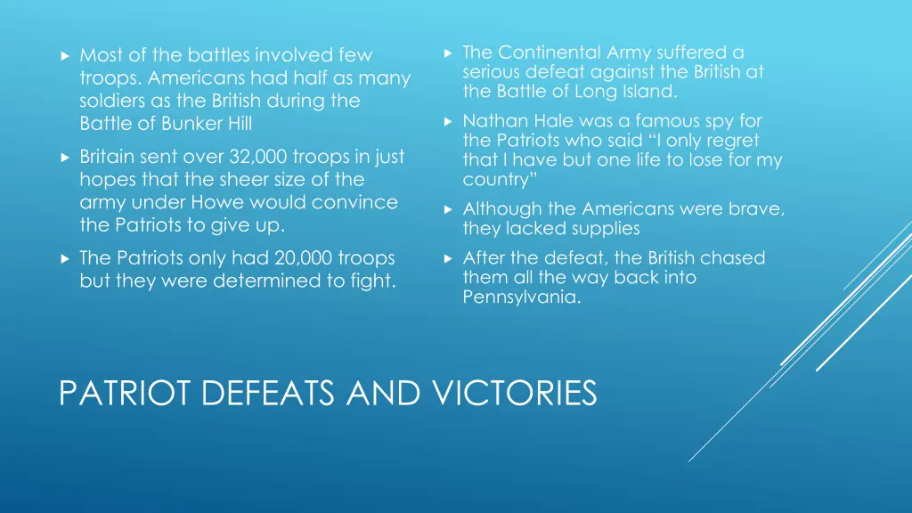 the continental army suffered a serious defeat