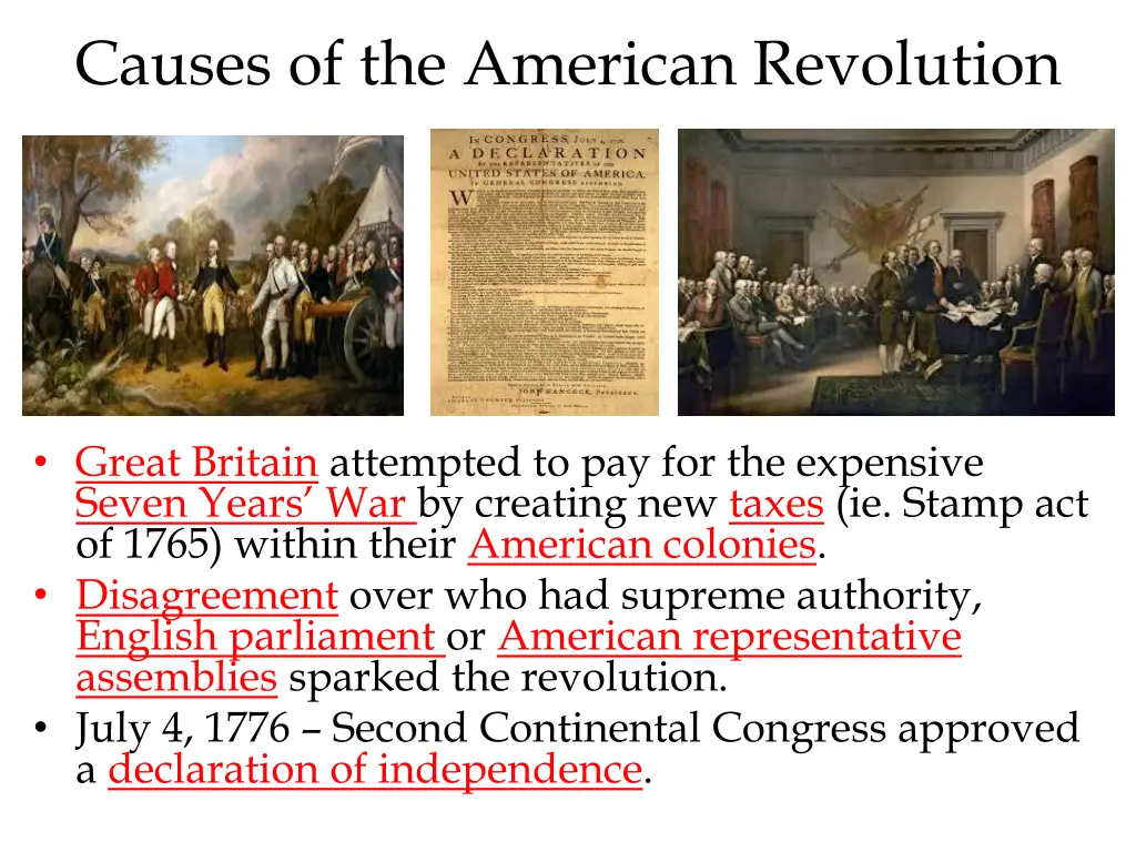 causes of the american revolution