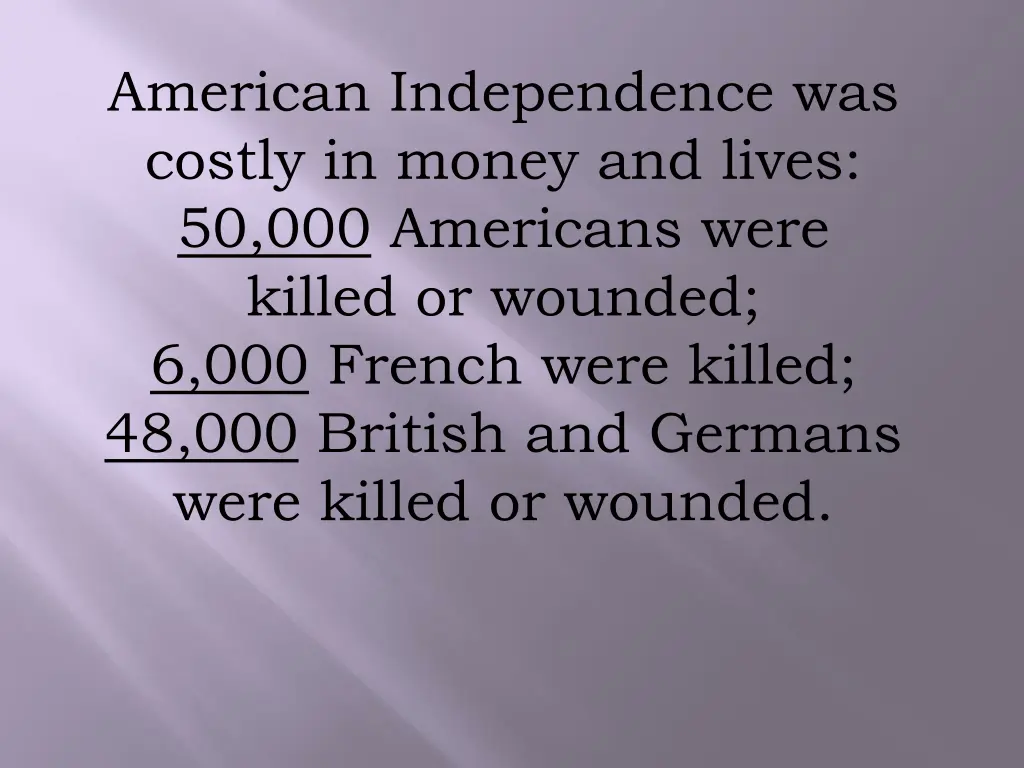 american independence was costly in money