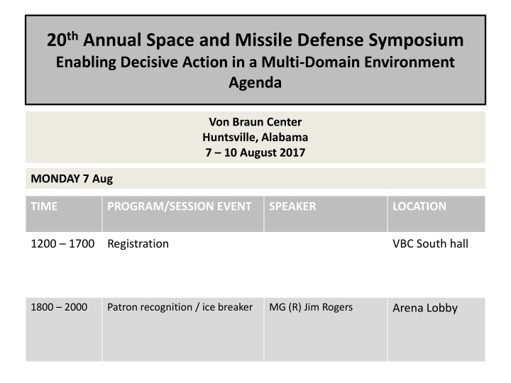 20 th annual space and missile defense symposium