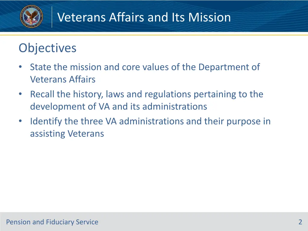 veterans affairs and its mission 1