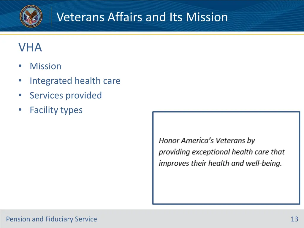 veterans affairs and its mission 12