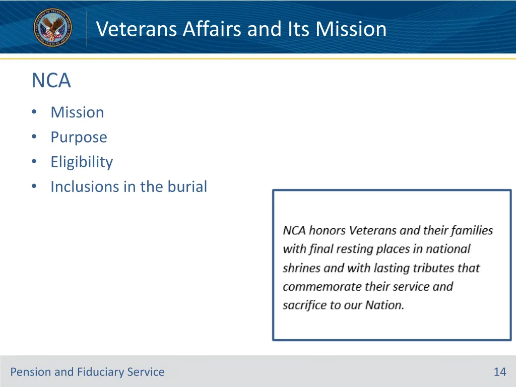 veterans affairs and its mission 13