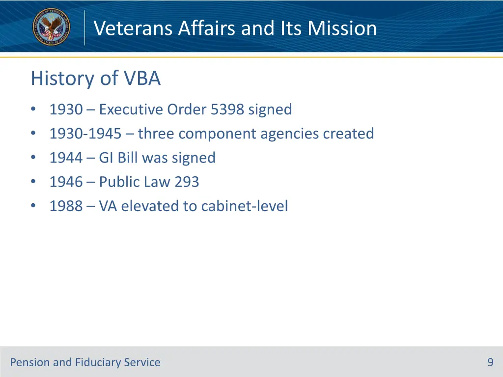 veterans affairs and its mission 8