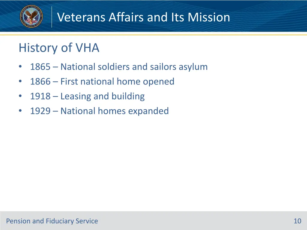 veterans affairs and its mission 9