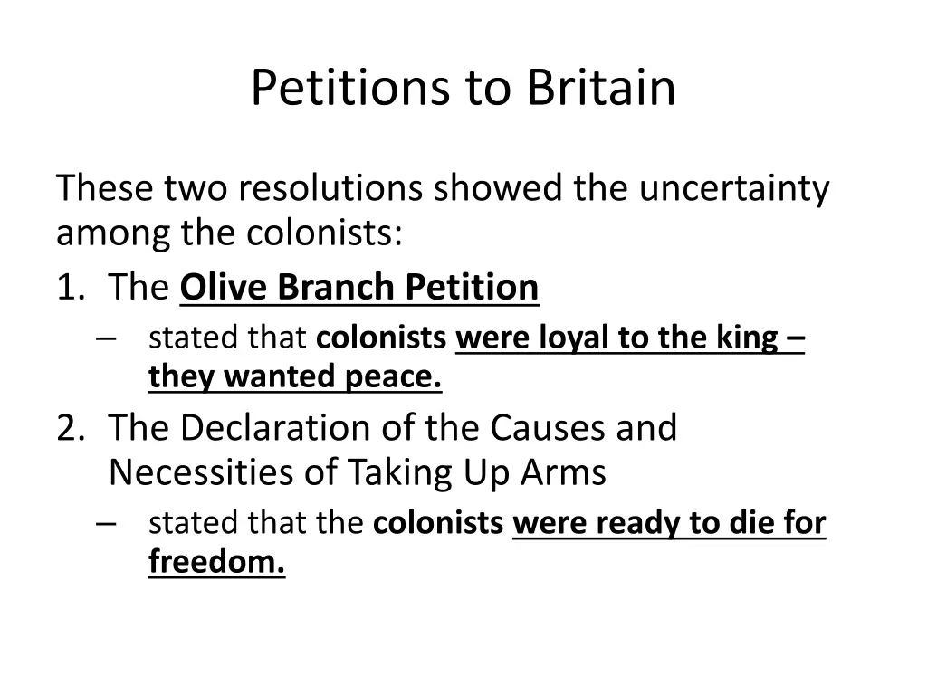 petitions to britain