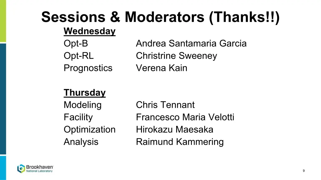 sessions moderators thanks wednesday opt b andrea