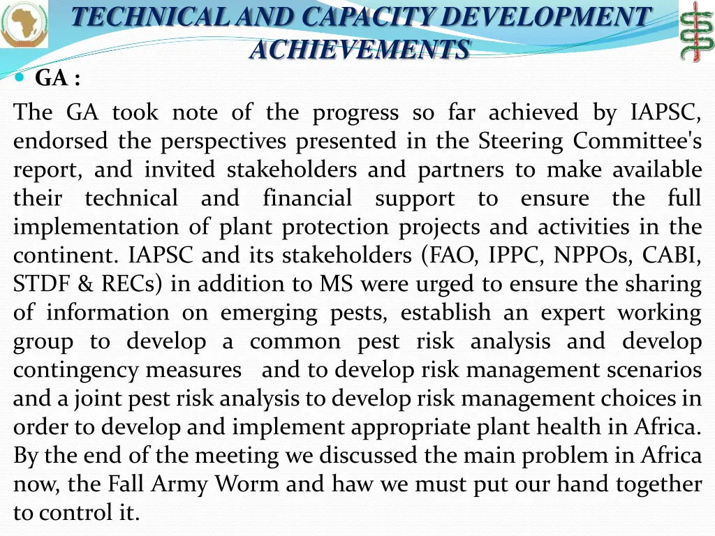 technical and capacity development achievements 2