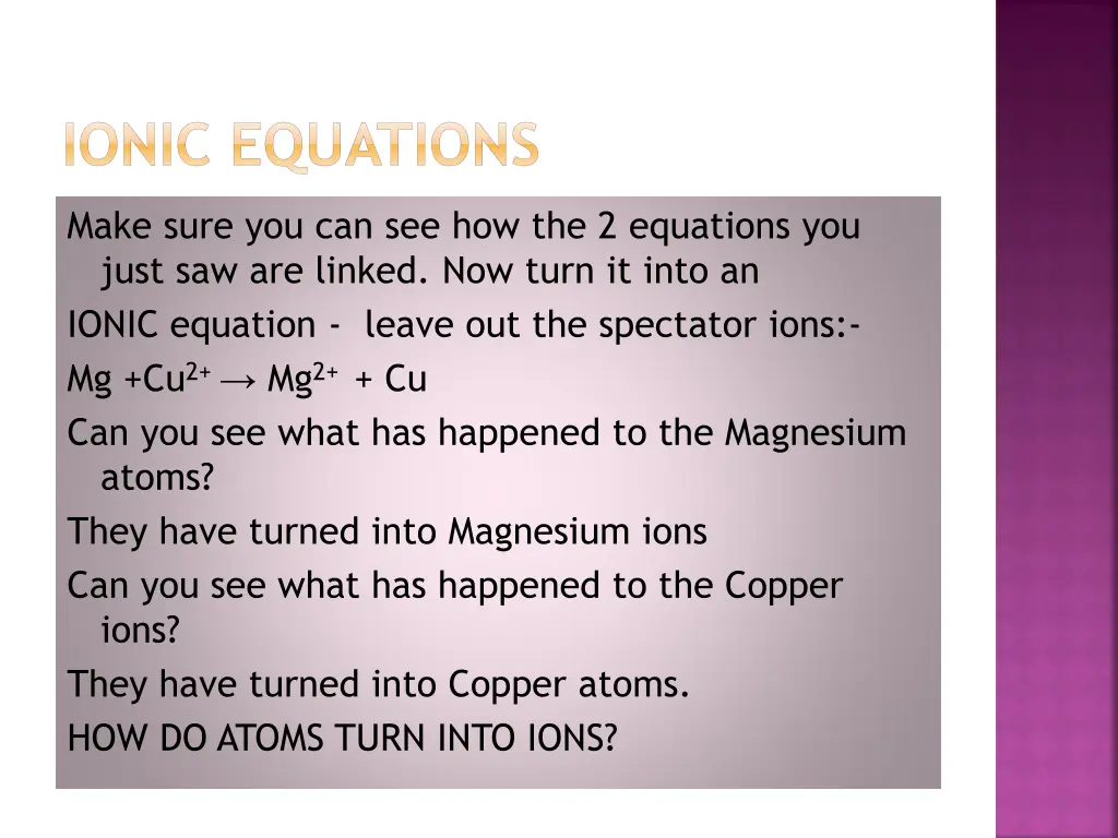 ionic equations