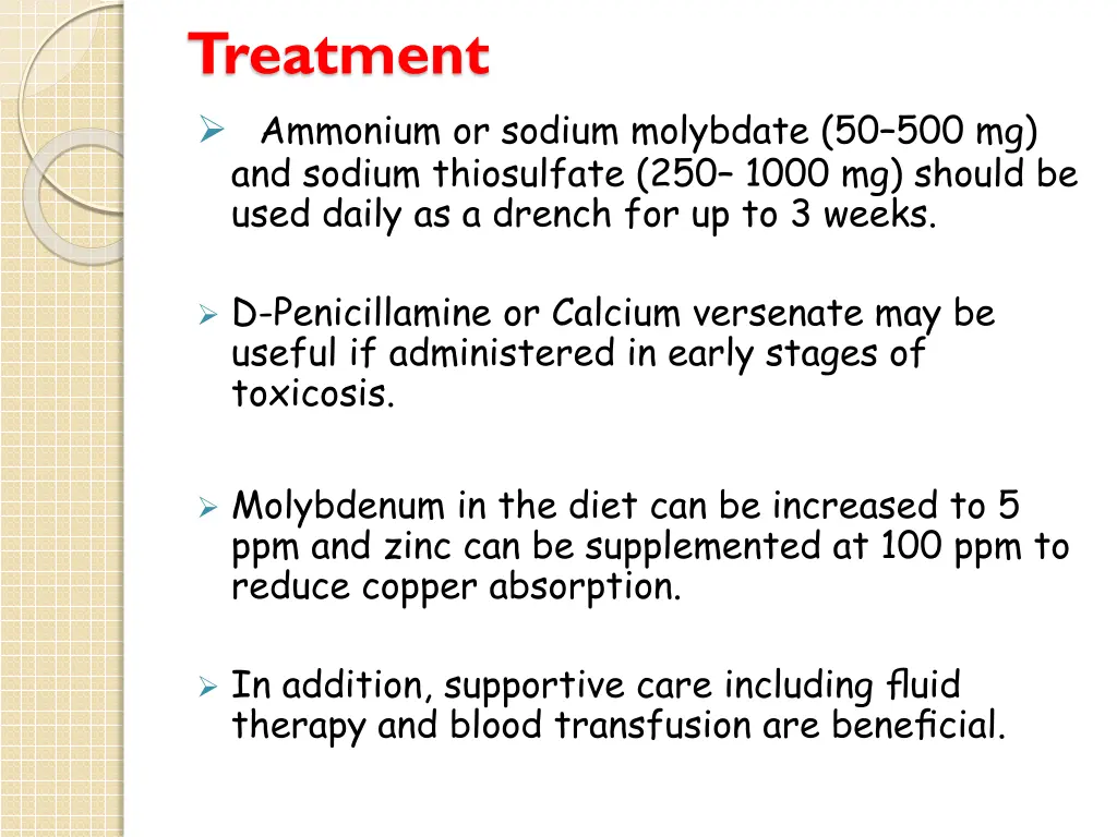 treatment ammonium or sodium molybdate