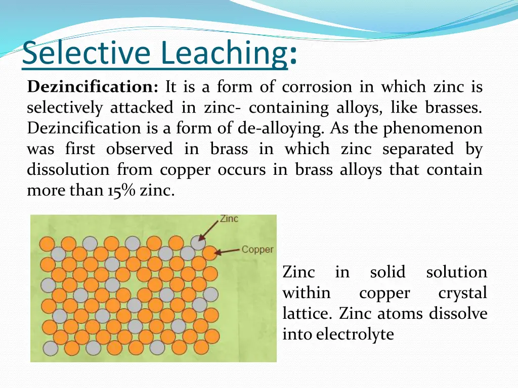 selective leaching dezincification it is a form