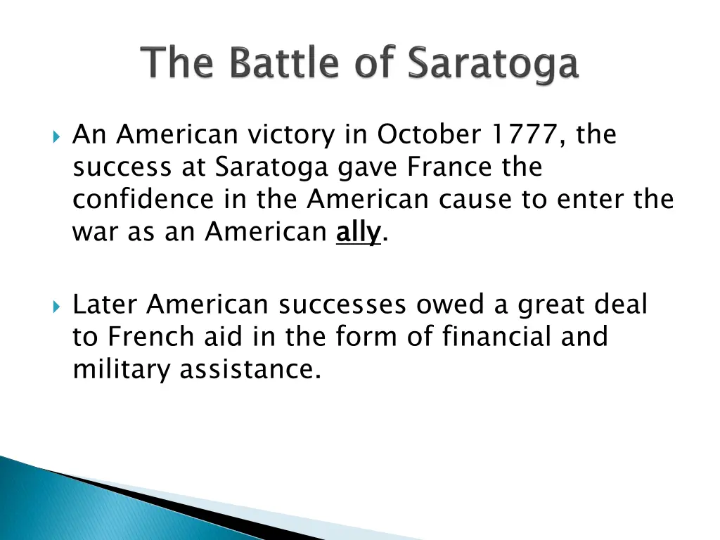 an american victory in october 1777 the success