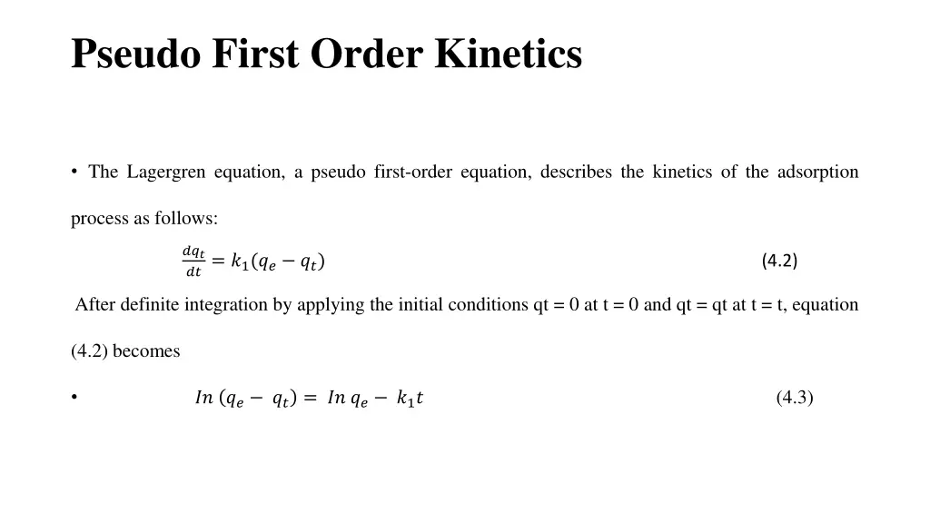 pseudo first order kinetics