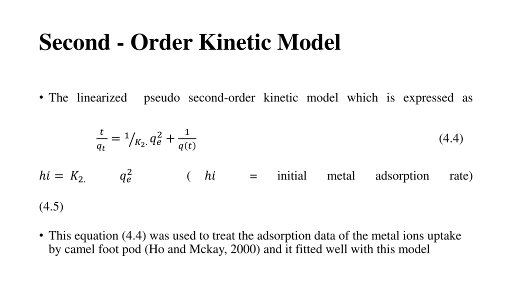 second order kinetic model