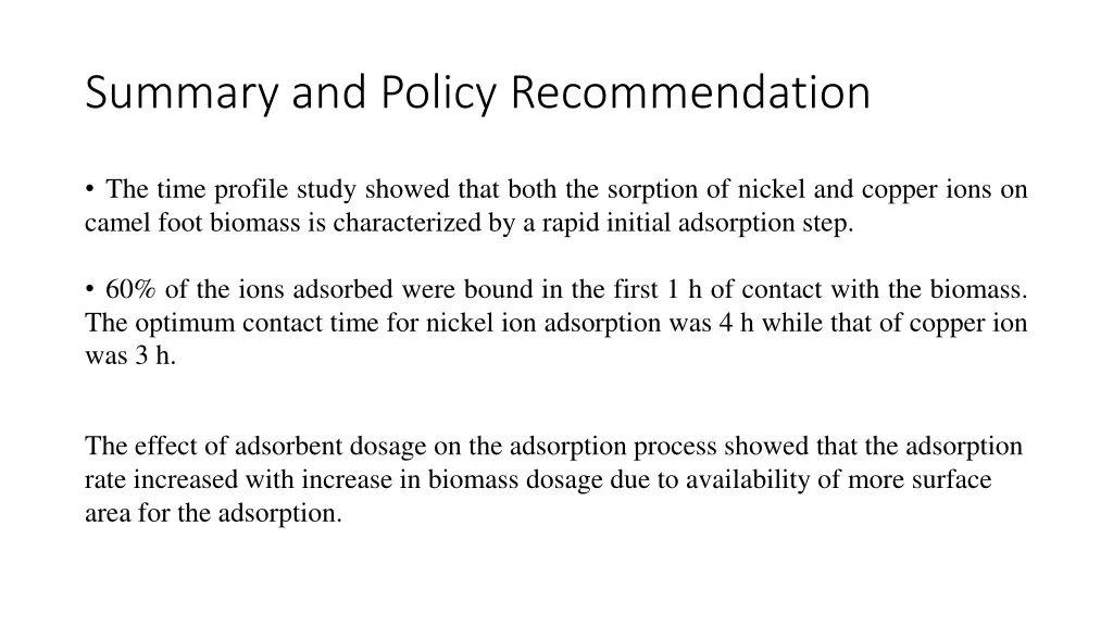 summary and policy recommendation 1