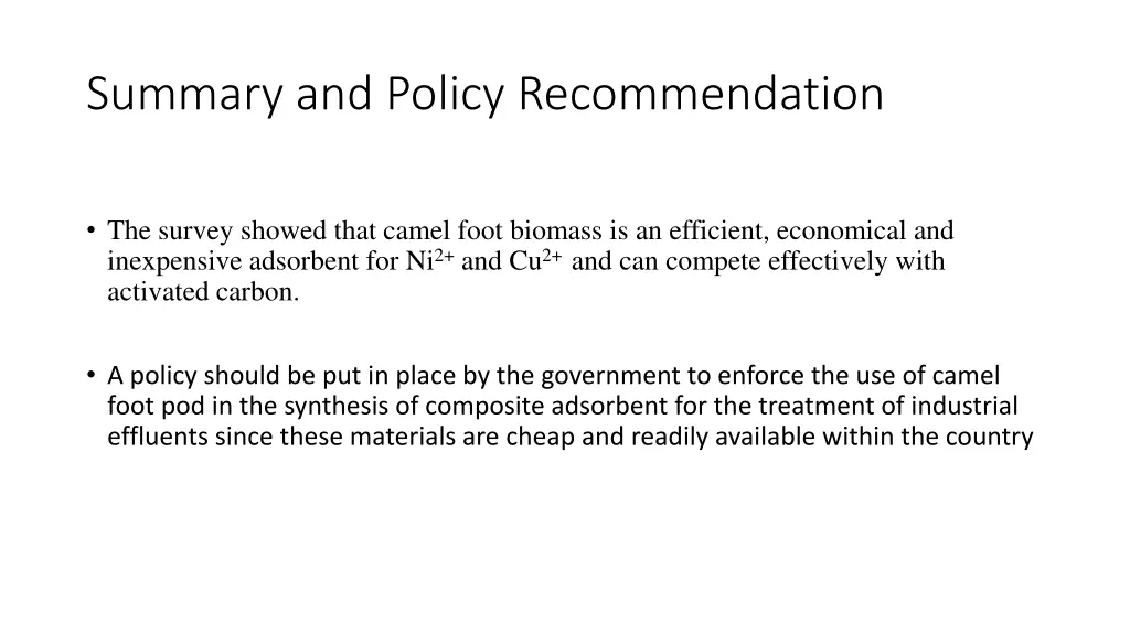 summary and policy recommendation 2