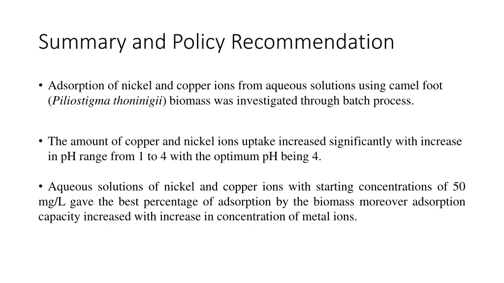 summary and policy recommendation