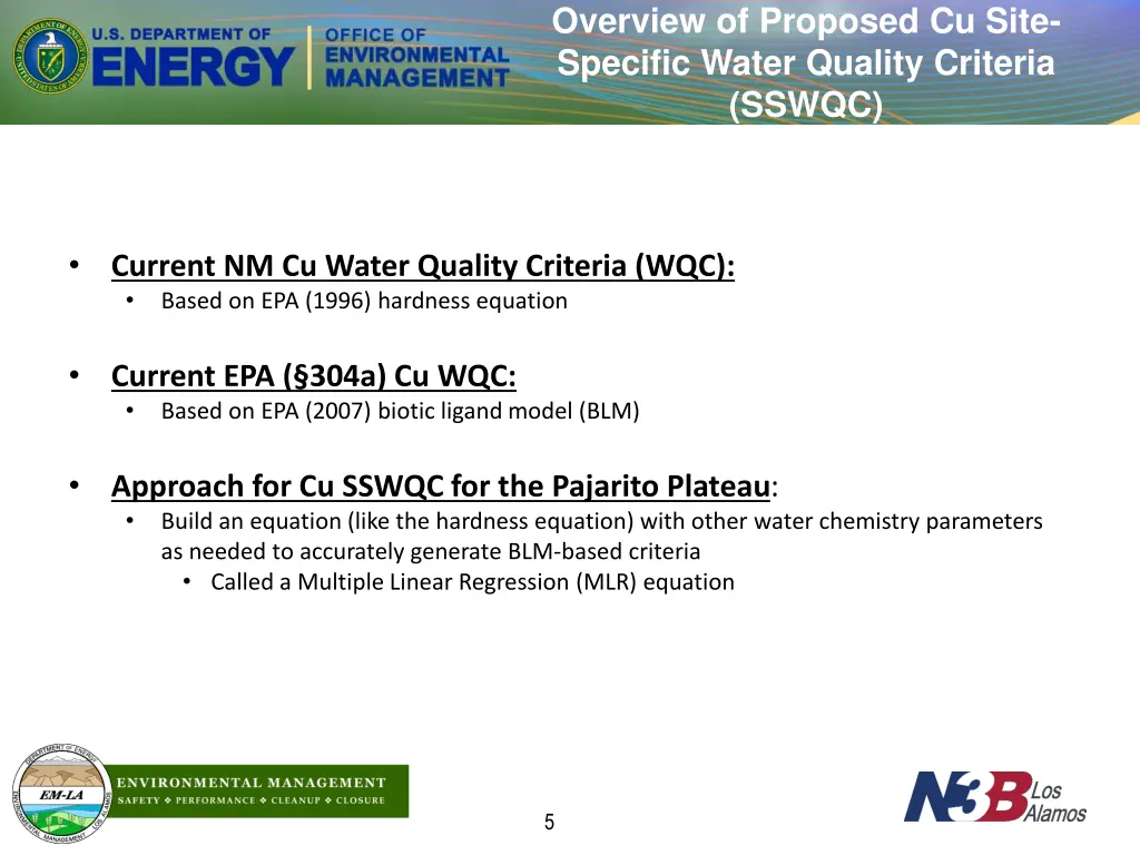 overview of proposed cu site specific water