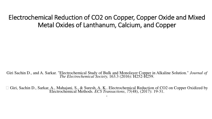 electrochemical reduction of co2 on copper copper