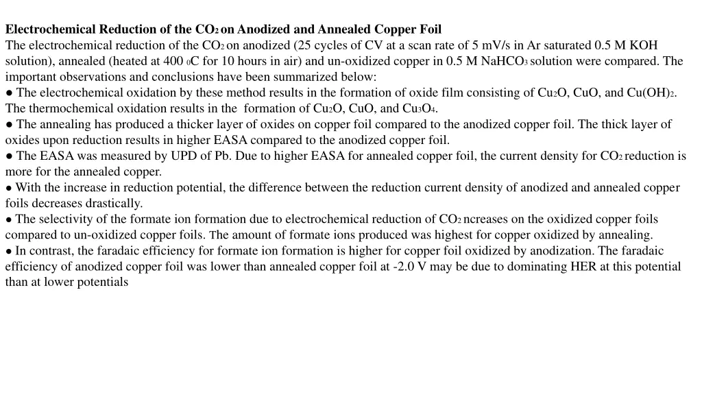 electrochemical reduction of the co 2 on anodized