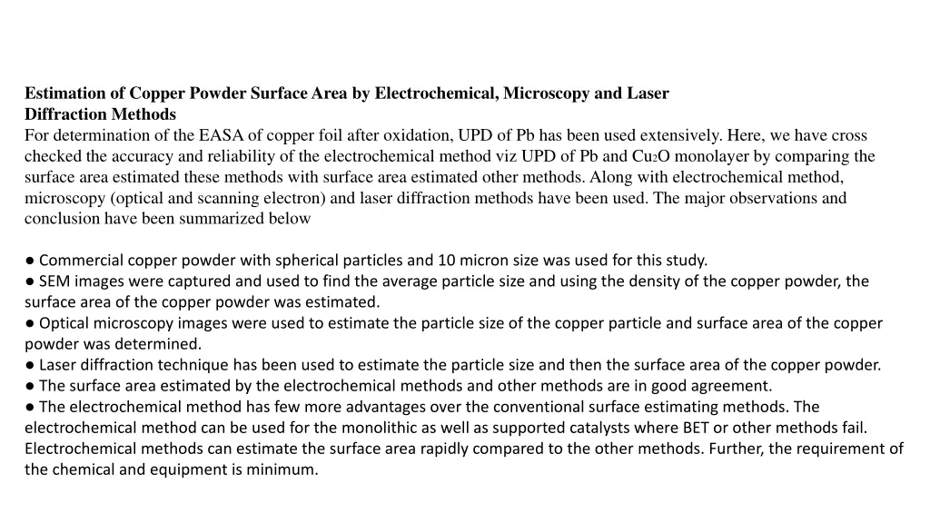 estimation of copper powder surface area