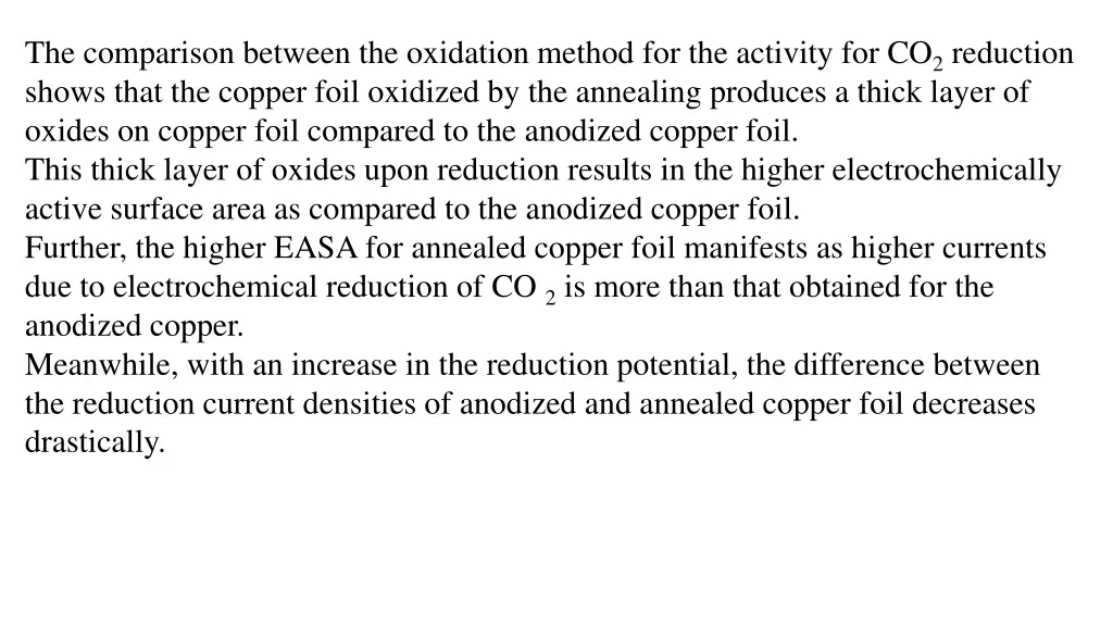 the comparison between the oxidation method