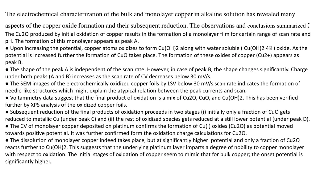 the electrochemical characterization of the bulk